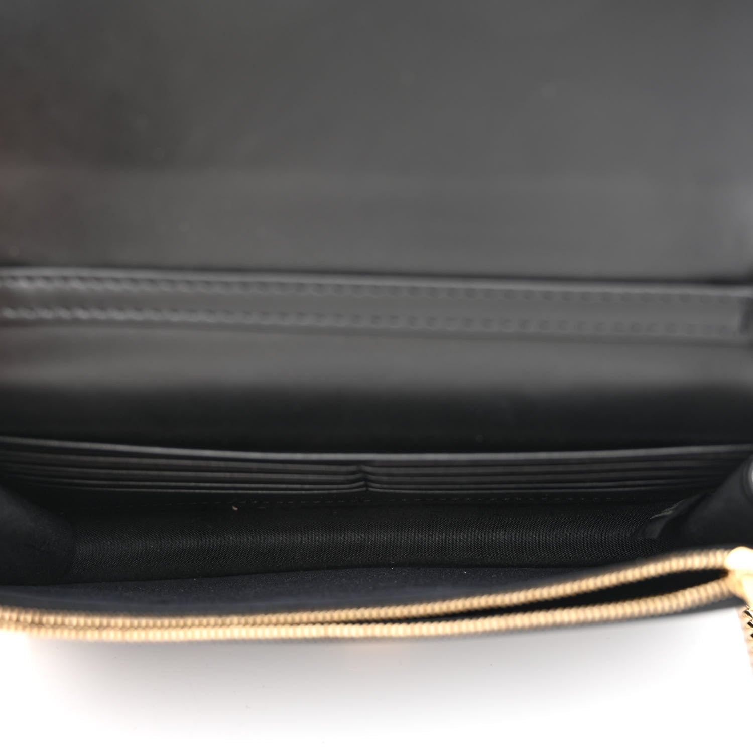 Fendi Vitello King Tamponato Logo Embossed Medium Wallet On Chain Black 5 of 10