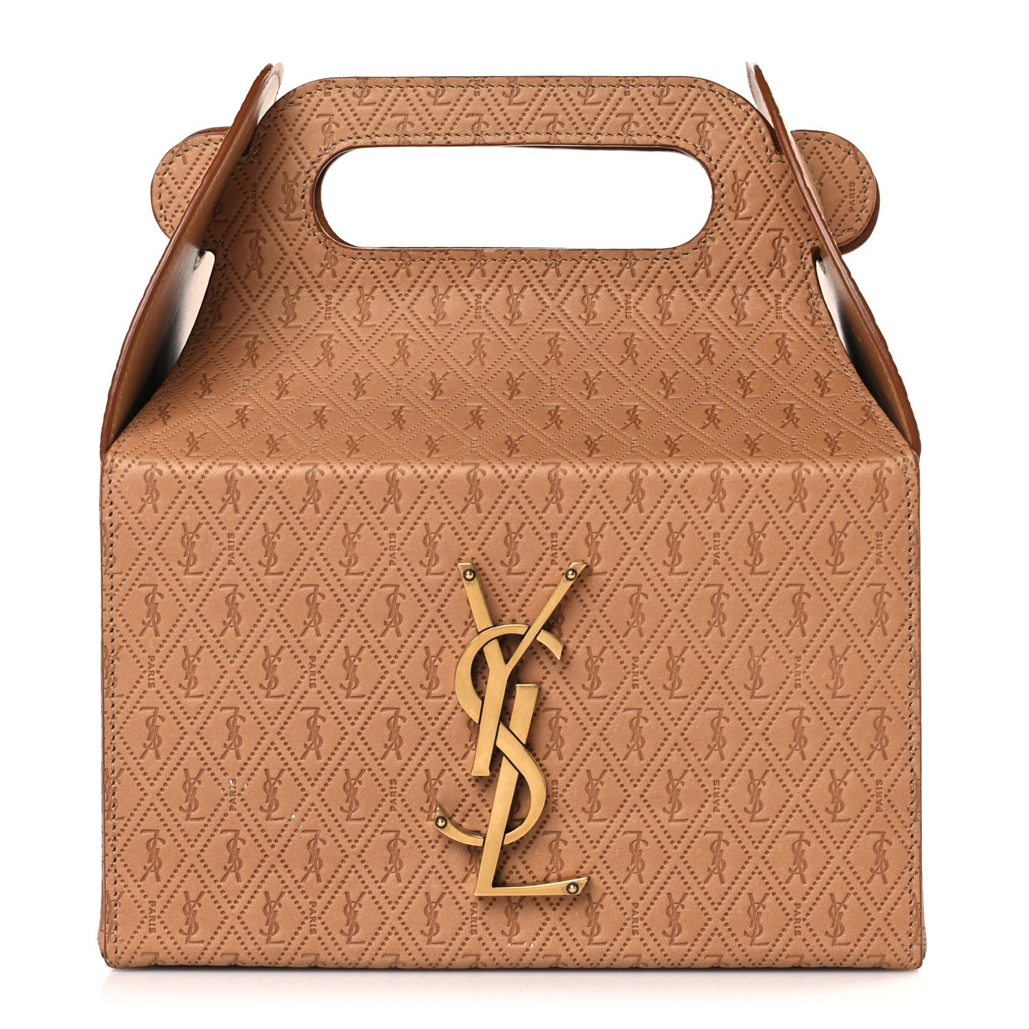 Saint Laurent Calfskin Monogram Take Away Box Dusty Vintage Brown Gold 1 of 9