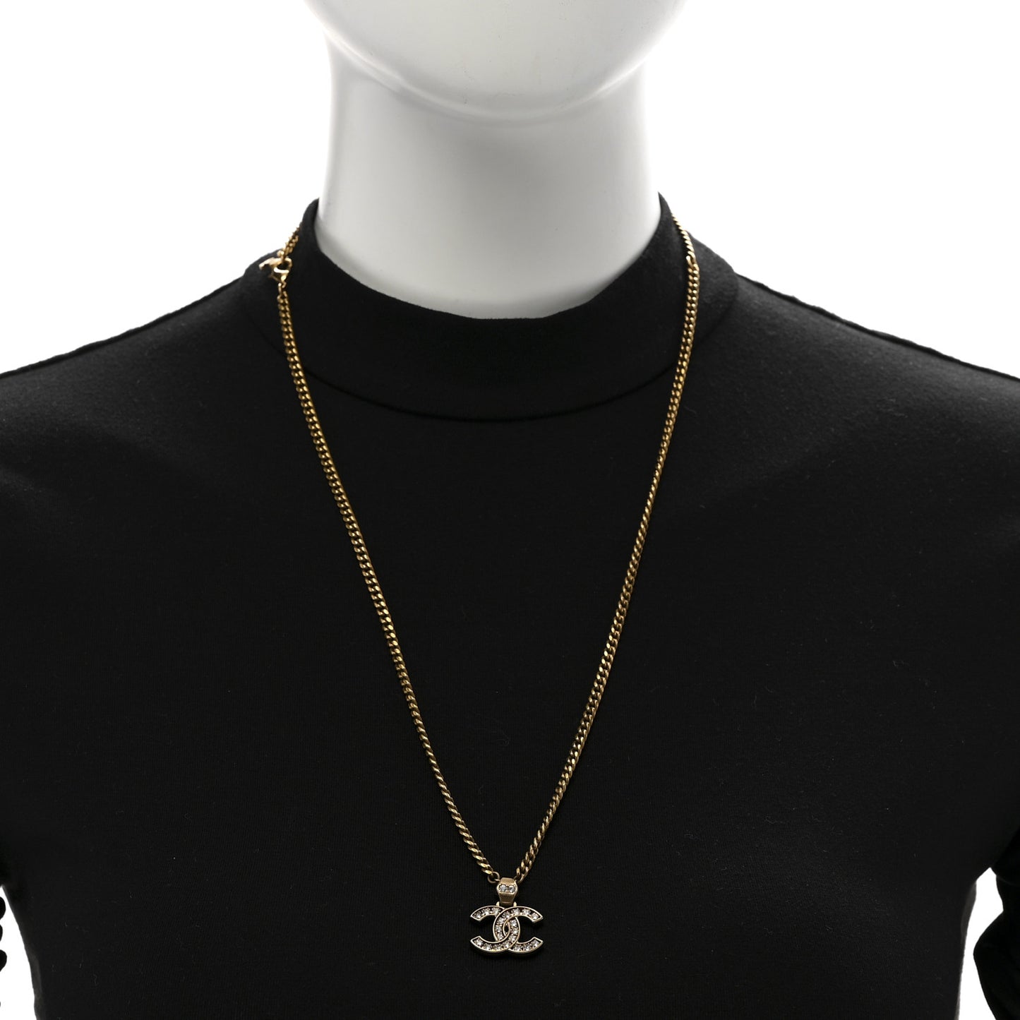 Crystal CC Pendant Necklace Gold