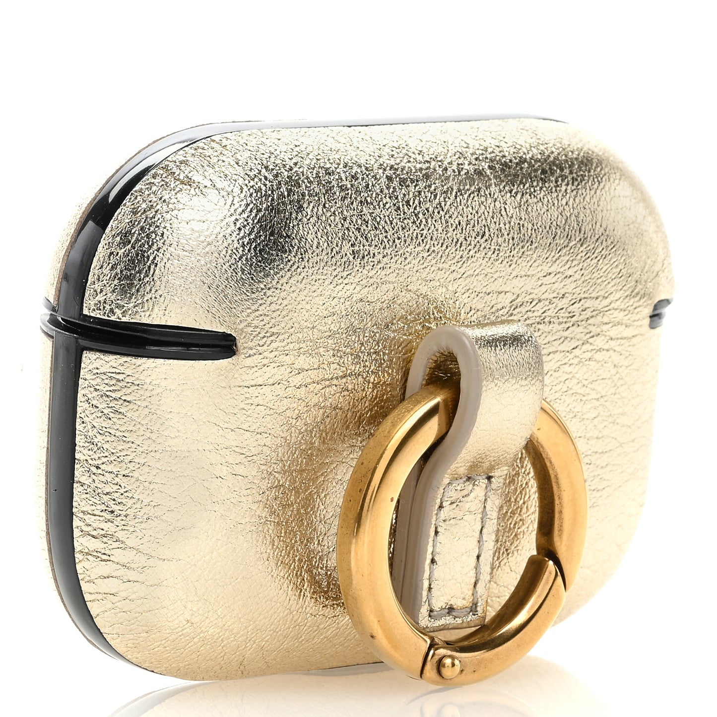 Metallic Calfskin Paris Airpods Pro Holder Gold