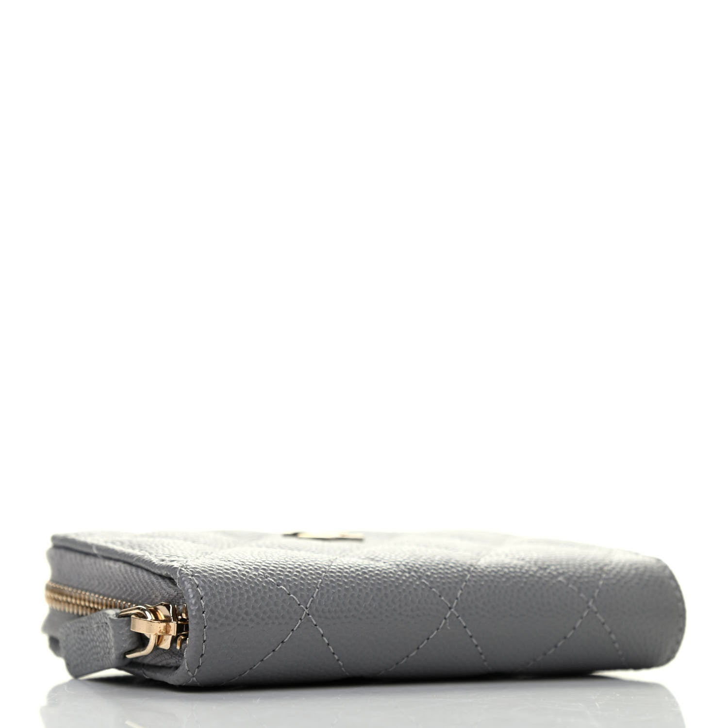 Chanel Caviar Quilted Zip Coin Purse Grey 3 of 4