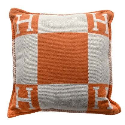 Hermes Wool Cashmere Avalon Pillow PM Ecru Potiron 2 of 3