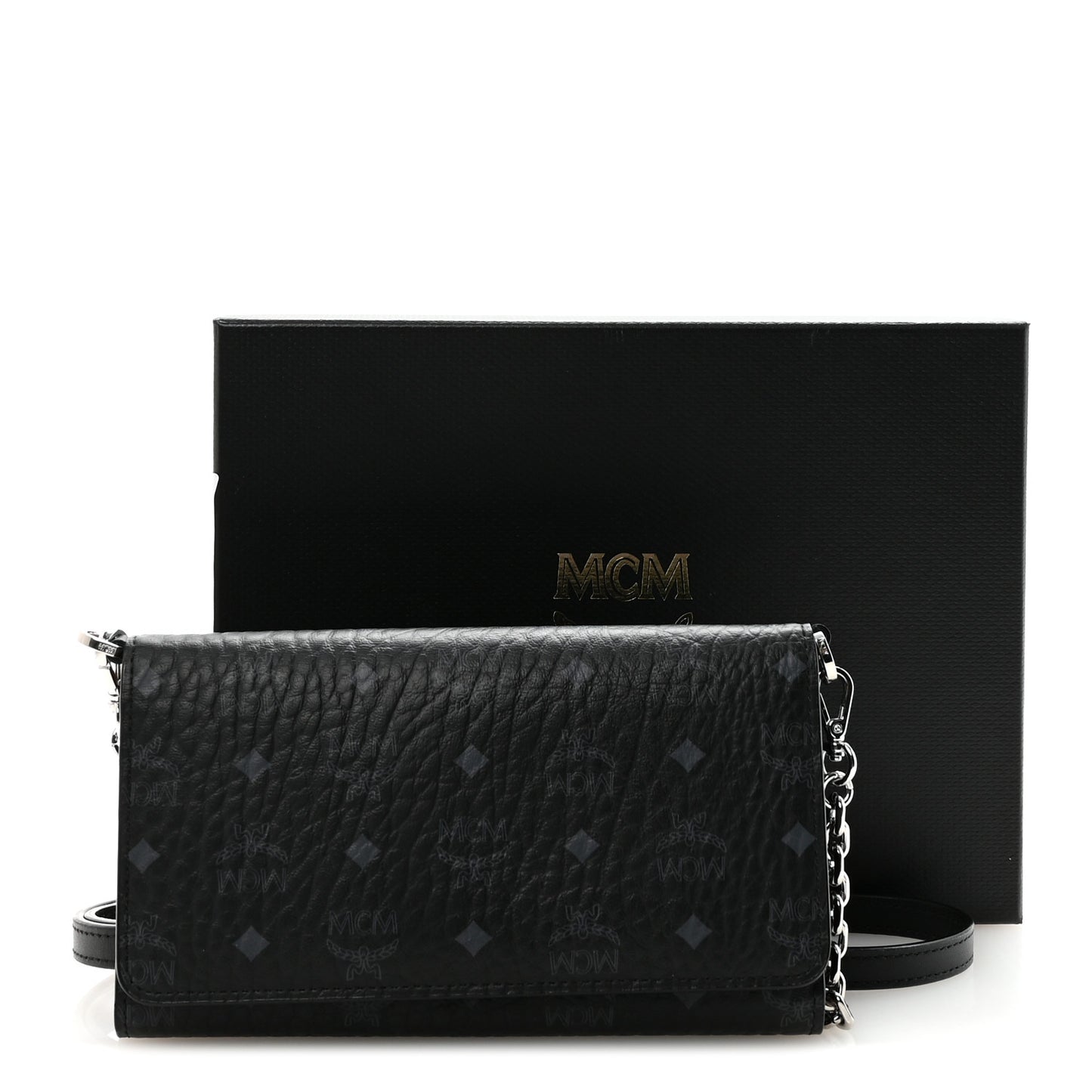 Visetos Tri Fold Phone Wallet On Strap Black