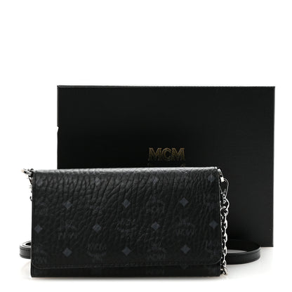 MCM Visetos Tri Fold Phone Wallet On Strap Black 10 of 10