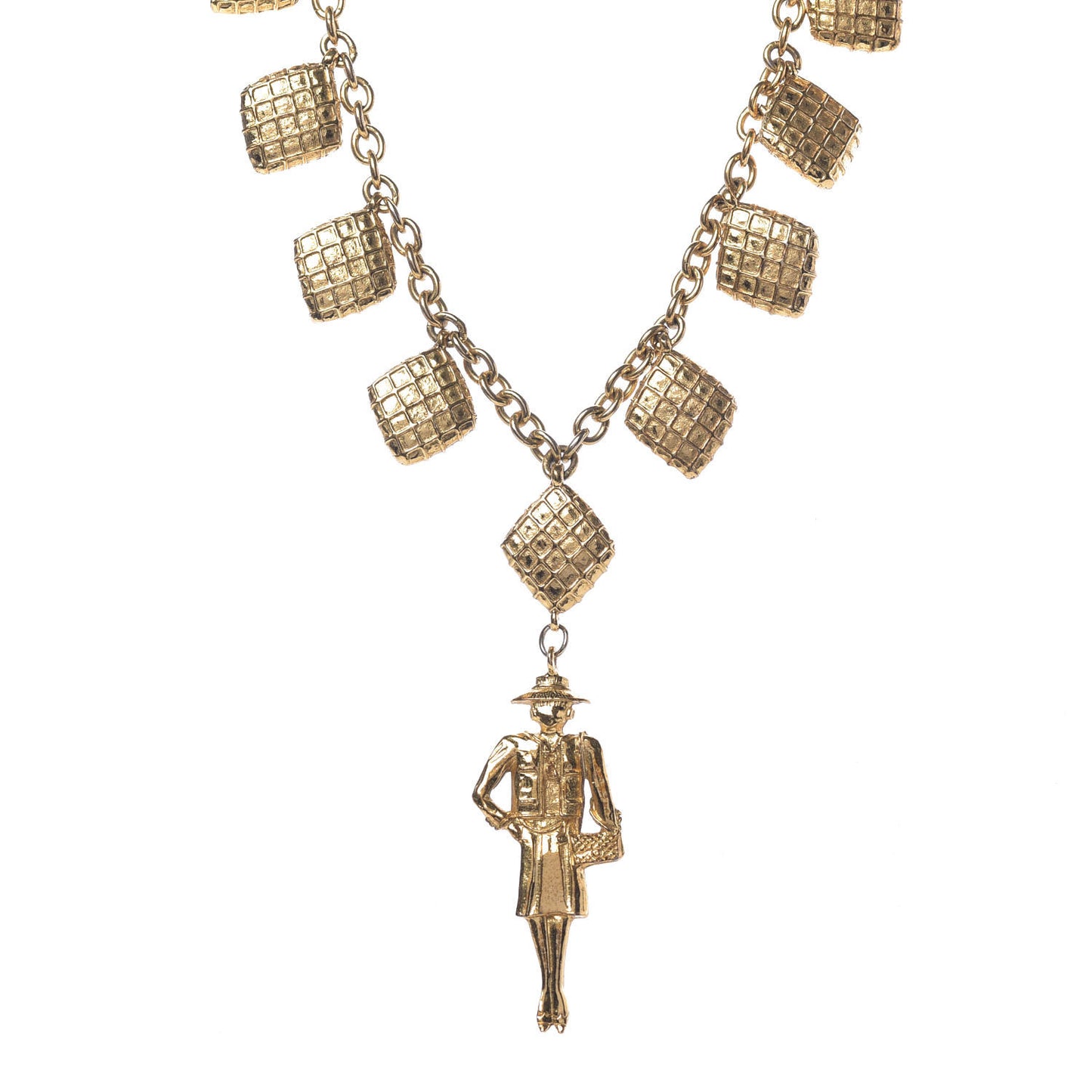 Coco Quilted Charms Short Necklace Gold