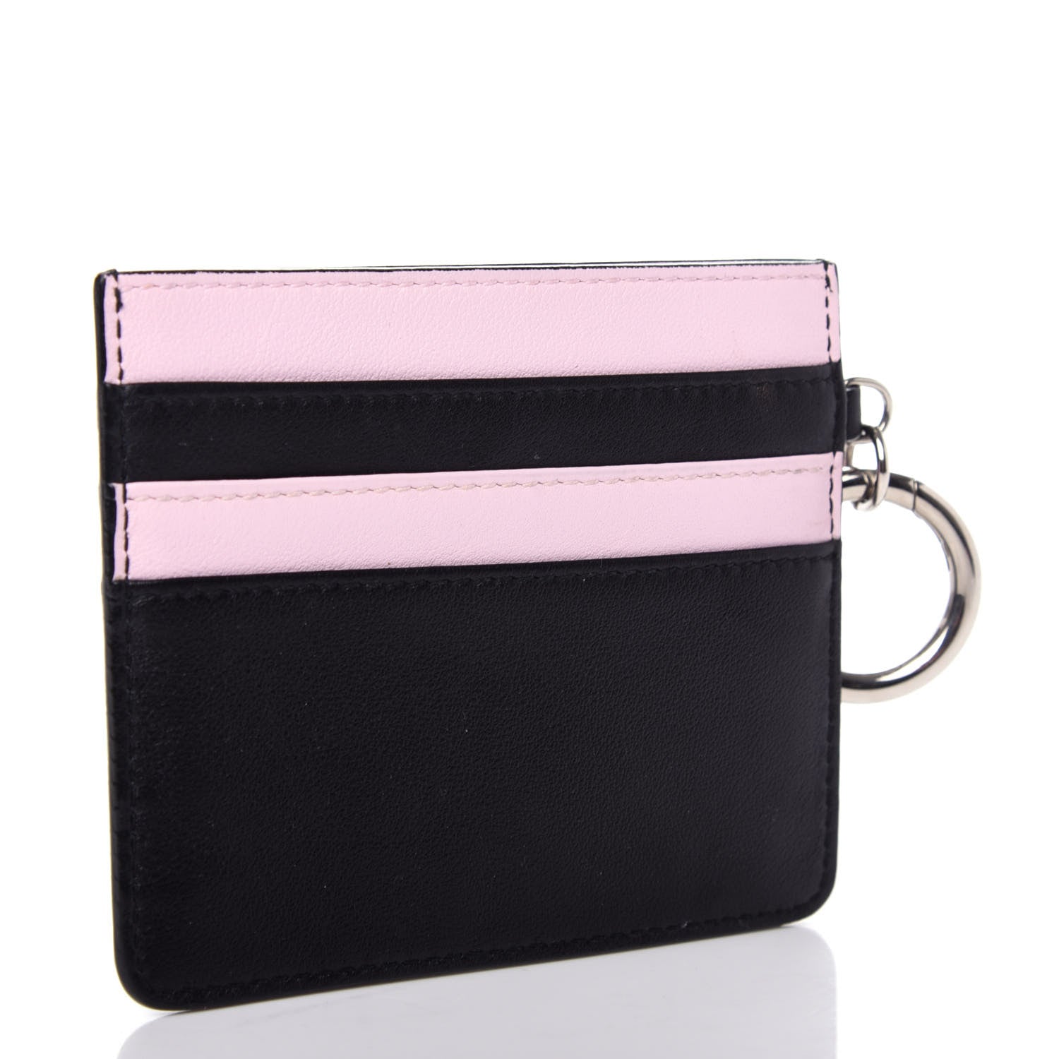Christian Dior Calfskin Keychain Card Holder Black Pink 3 of 7