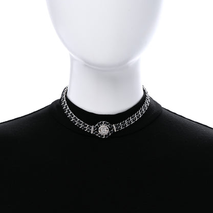 Chanel Lambskin CC Chain Choker Necklace Silver Black Silver Black 2 of 7