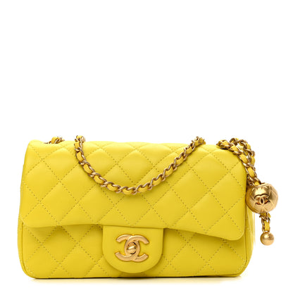 Chanel Lambskin Quilted Mini Rectangular Pearl Crush Flap Yellow 1 of 9