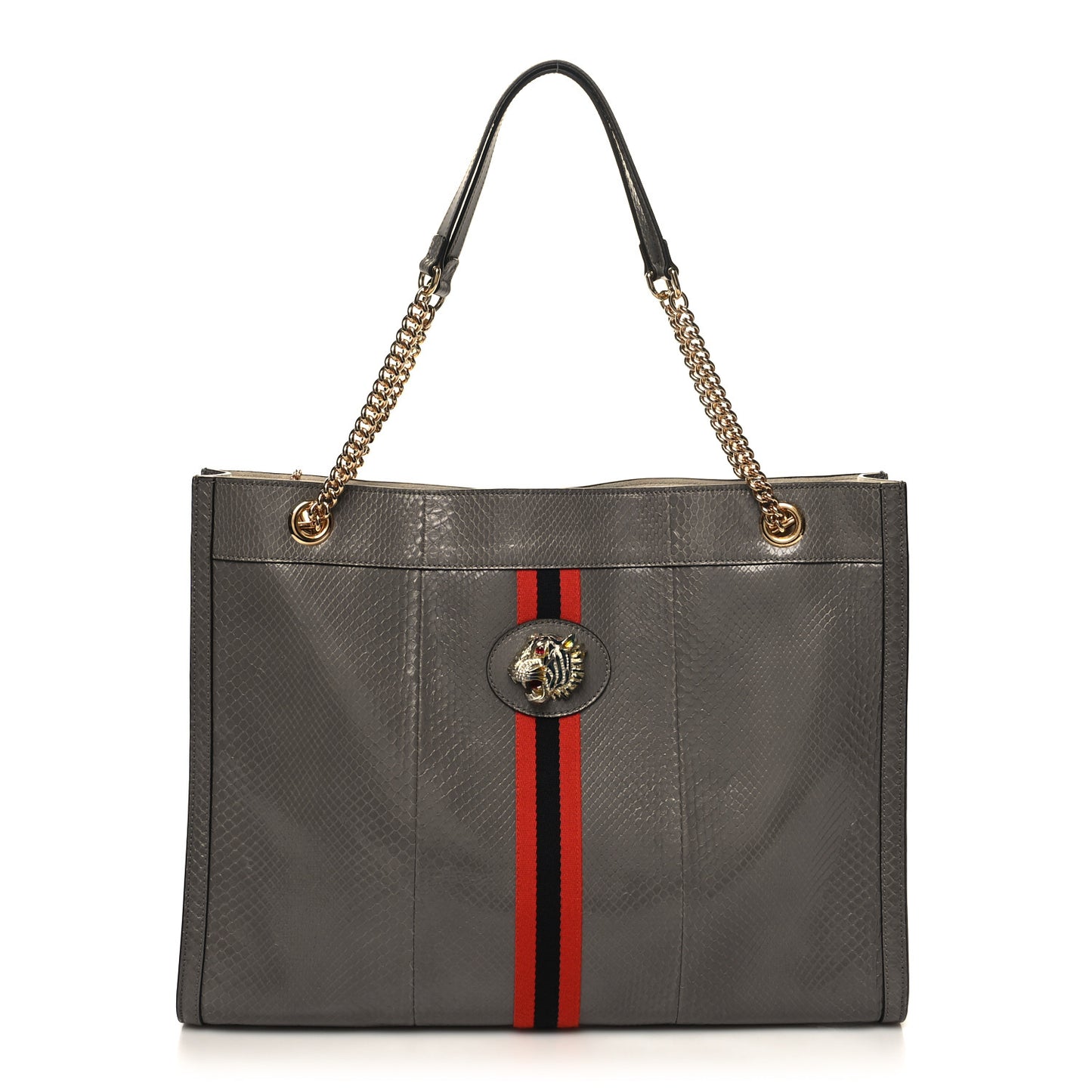 Snakeskin Large Rajah Chain Tote Dusty Grey