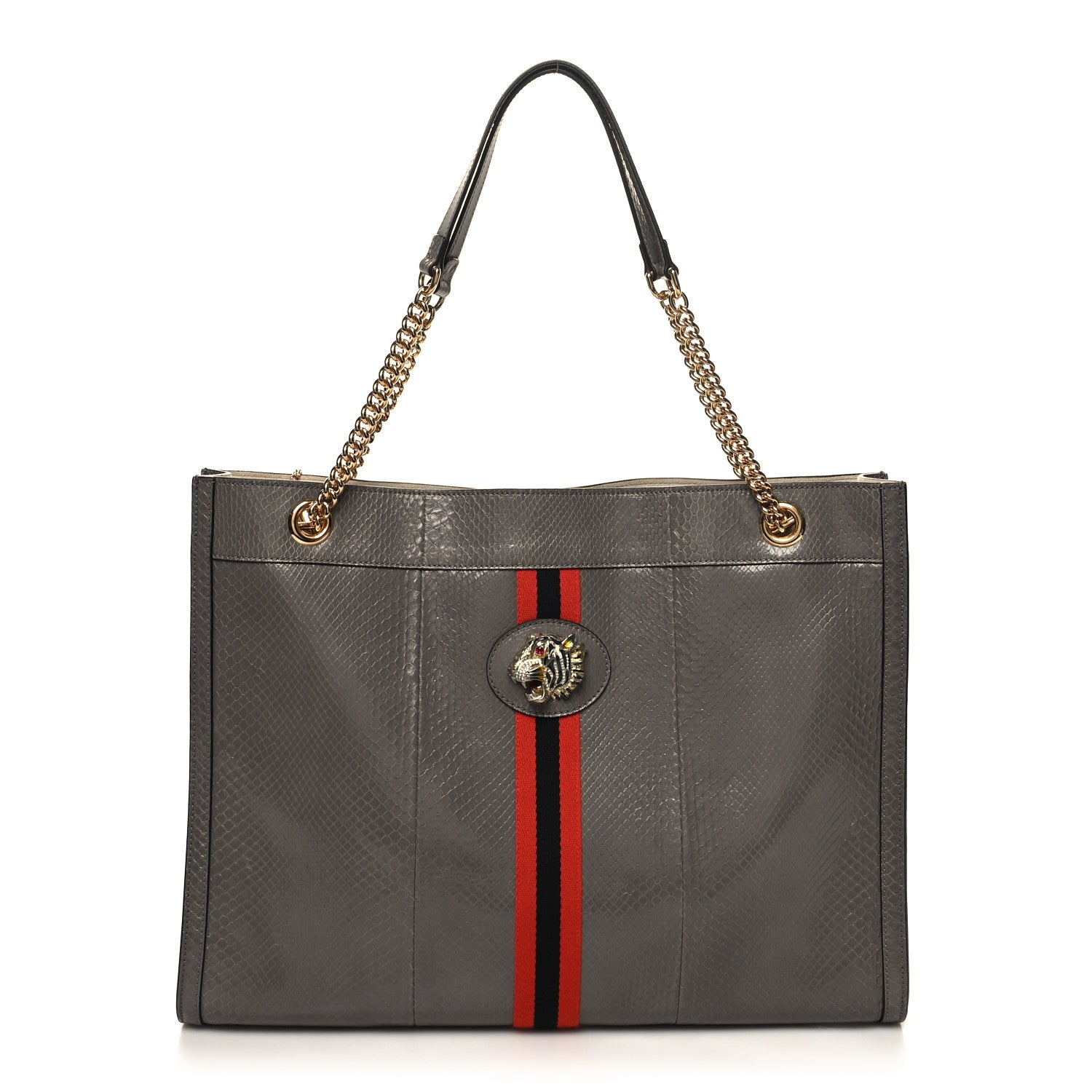 Gucci Snakeskin Large Rajah Chain Tote Dusty Grey 3 of 12
