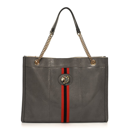 Gucci Snakeskin Large Rajah Chain Tote Dusty Grey 3 of 12