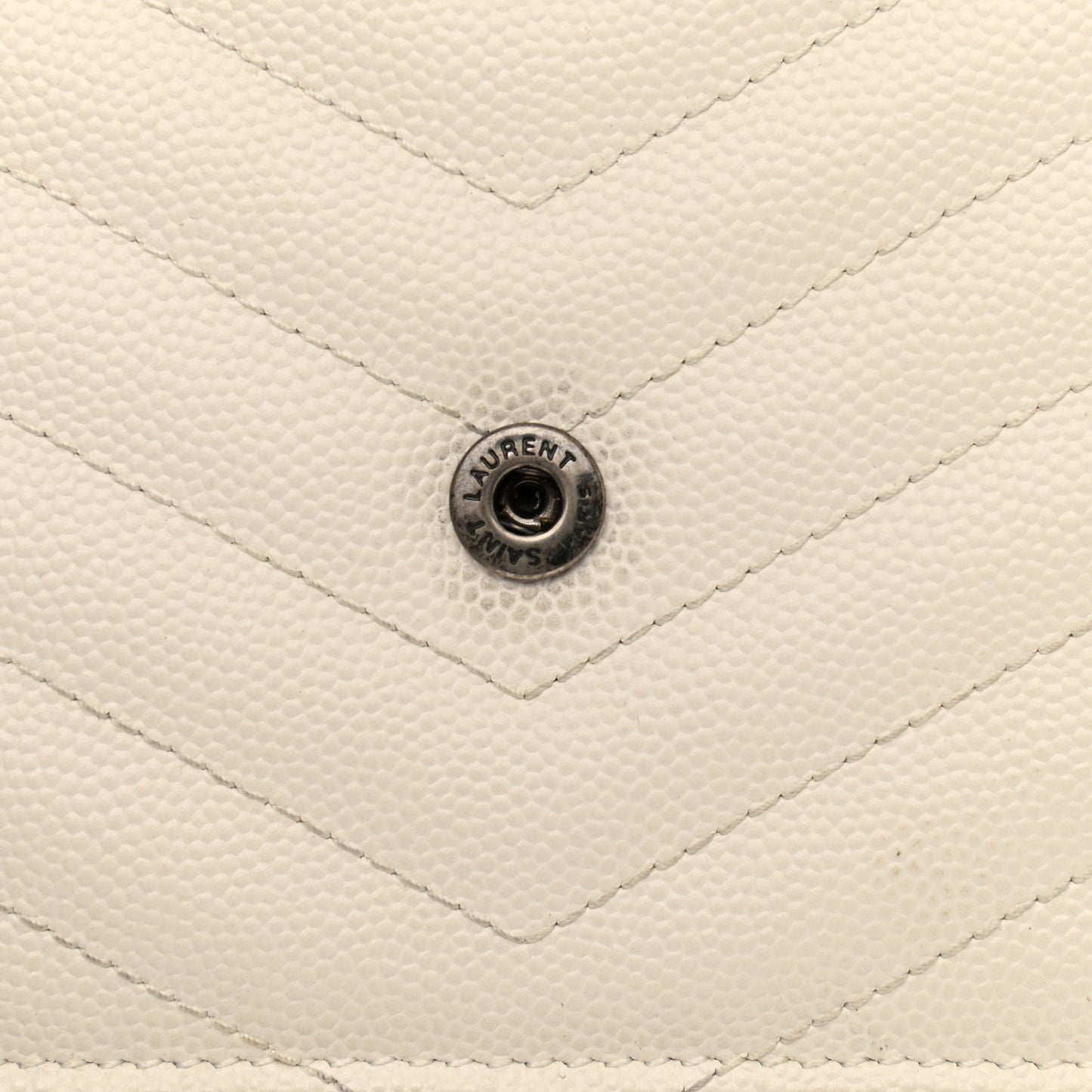 Grain De Poudre Matelasse Chevron Monogram Envelope Chain Wallet Dove White