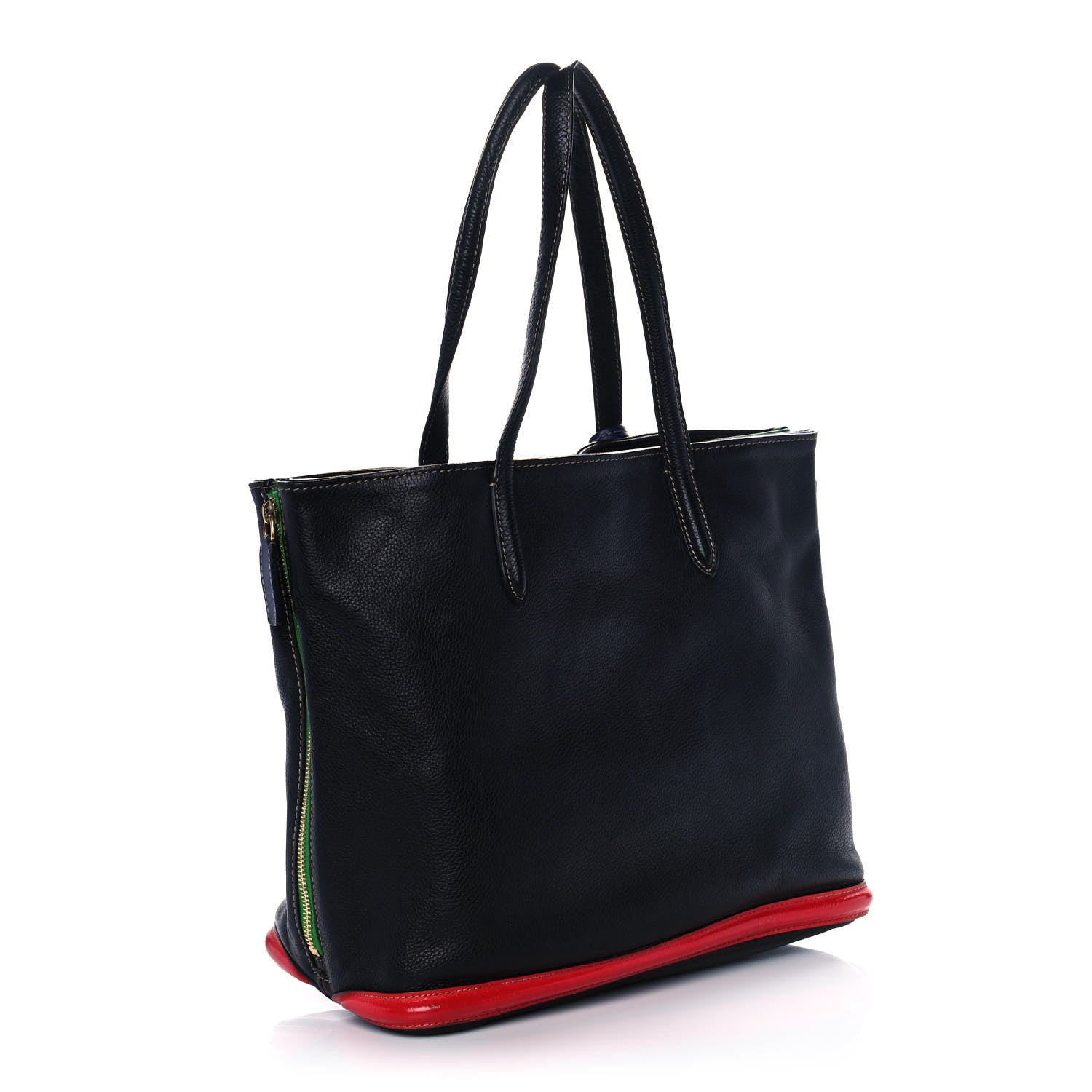 Alexander McQueen Pebbled Calfskin Skull Padlock Tote Black Navy Red Green 2 of 15