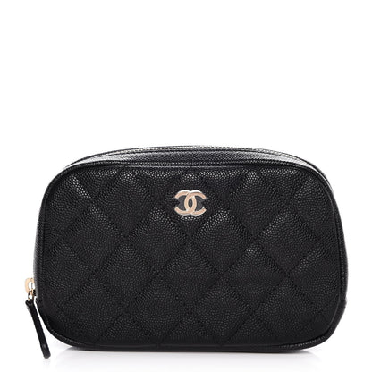 Chanel Caviar Quilted Small Curvy Pouch Cosmetic Case Black 1 of 8