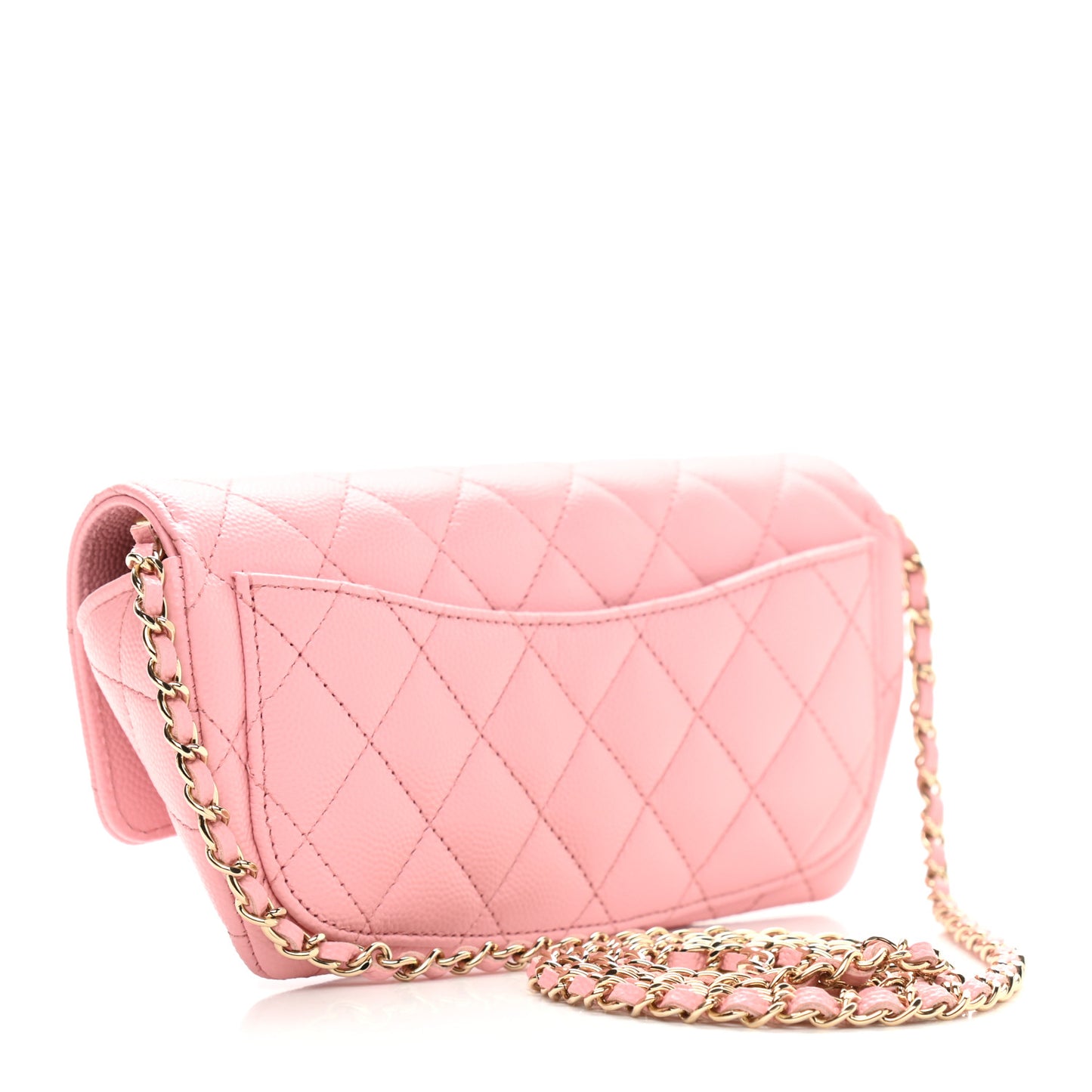 Lambskin Quilted Glasses Case With Chain Light Pink