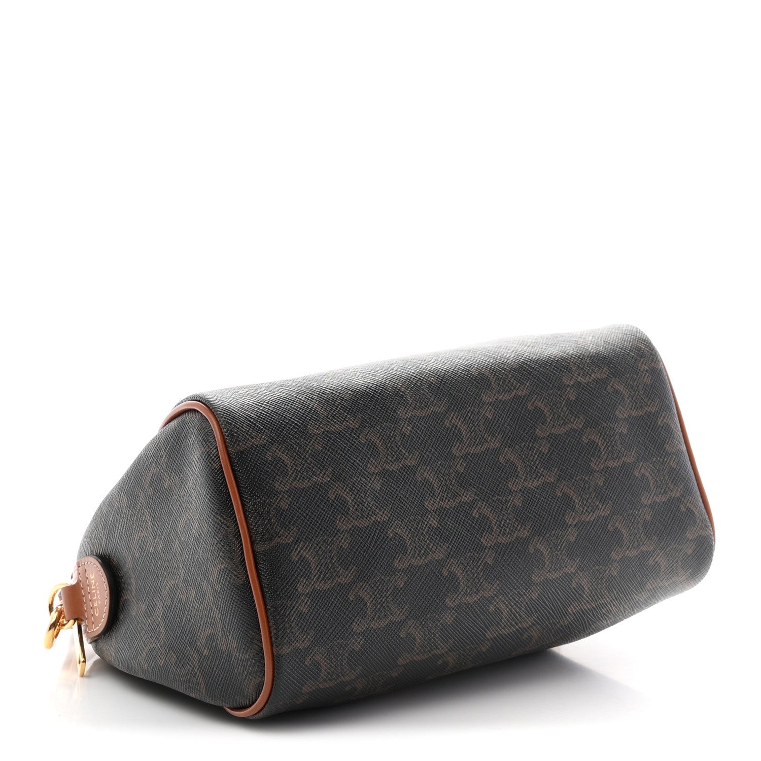 Celine Triomphe Canvas Calfskin Small Boston Bag Tan 4 of 9