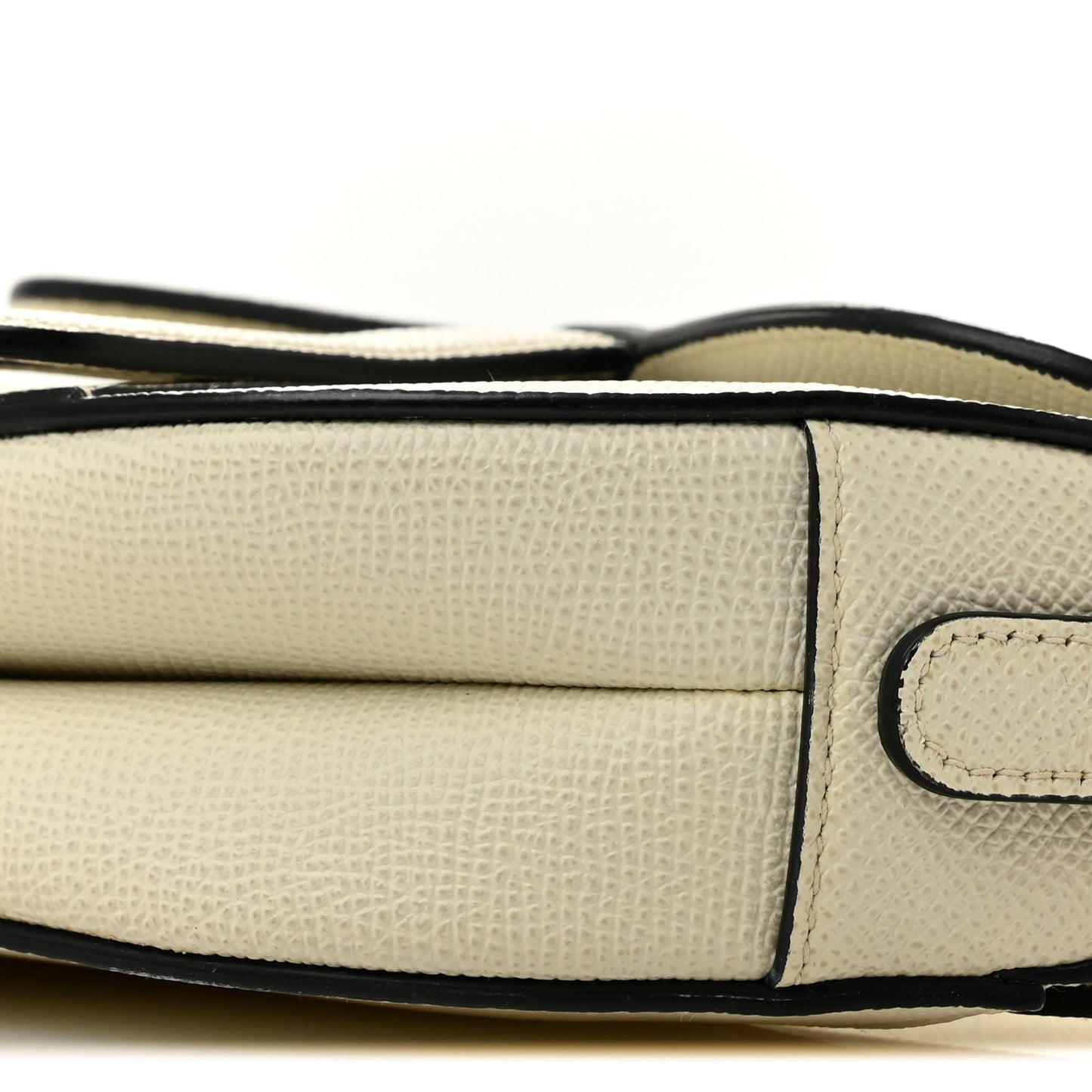 Grained Calfskin Mini Saddle Bag With Strap White