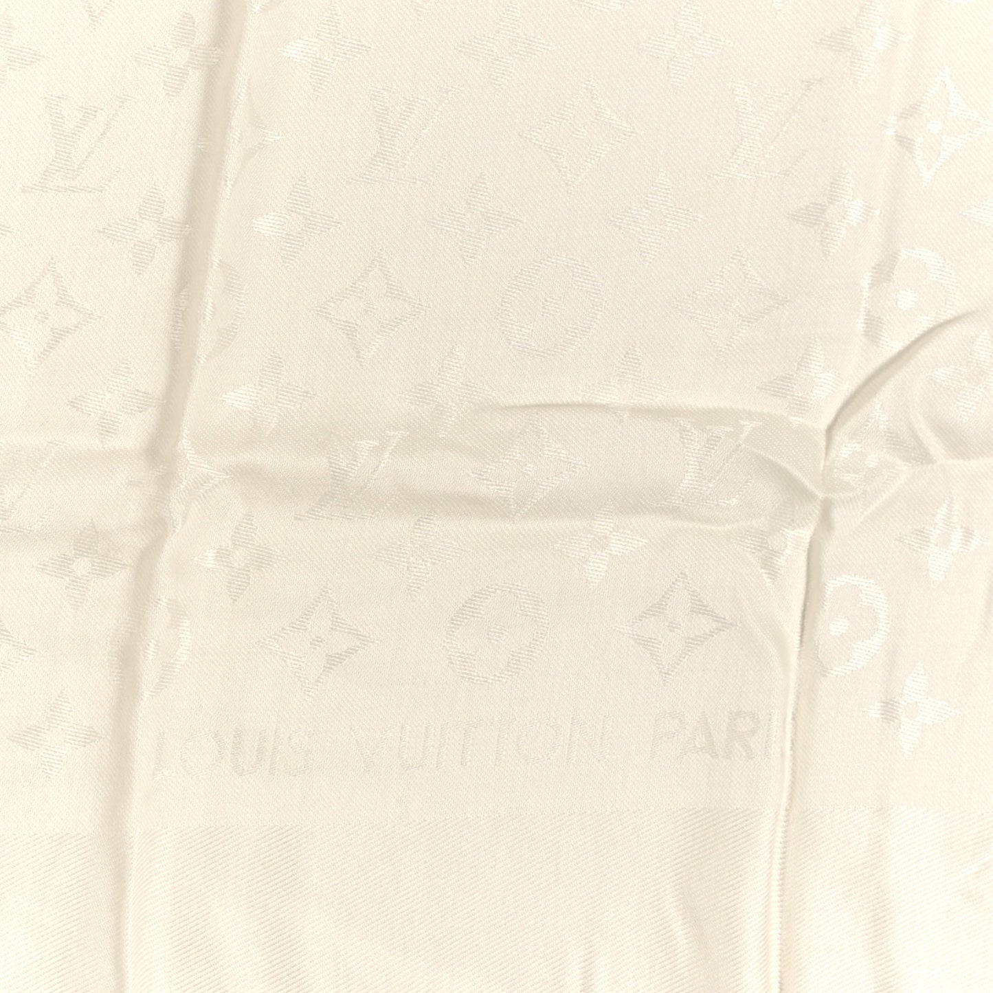 Silk Lurex Wool Monogram Shine Shawl White