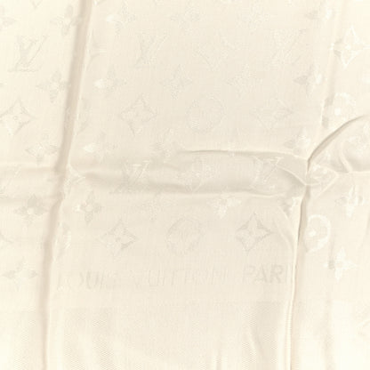 Louis Vuitton Silk Lurex Wool Monogram Shine Shawl White 3 of 5