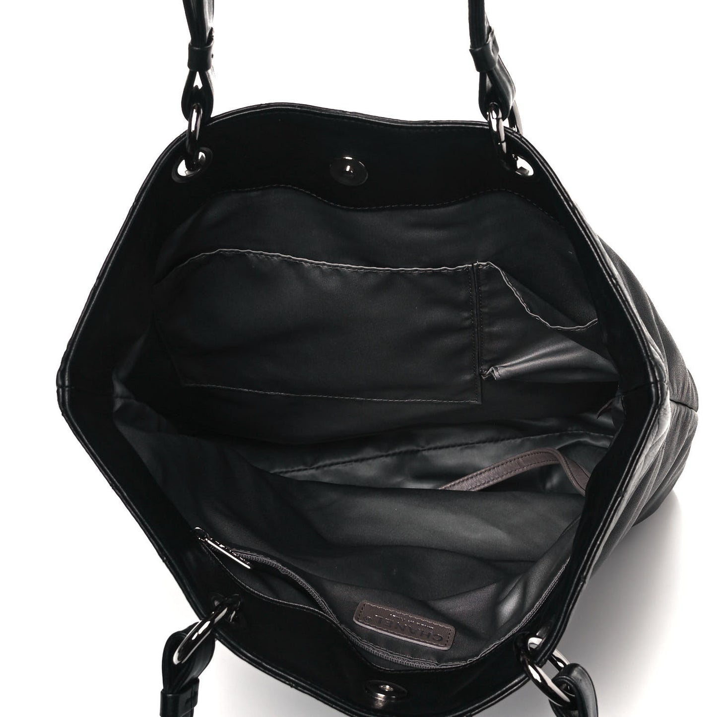 Lambskin Rock And Cabaret Chain Fringe Tote Black
