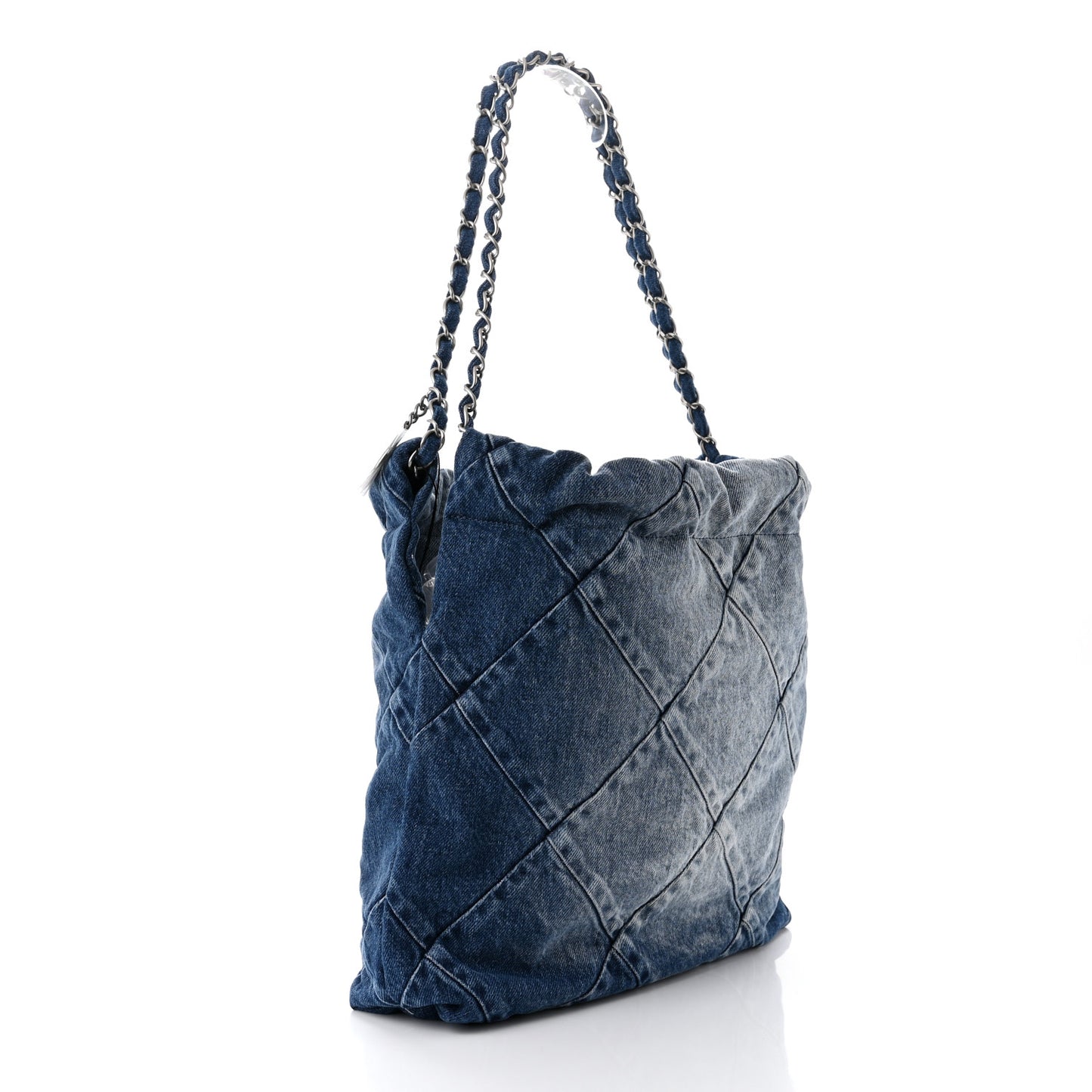 Denim Quilted Small Chanel 22 Blue