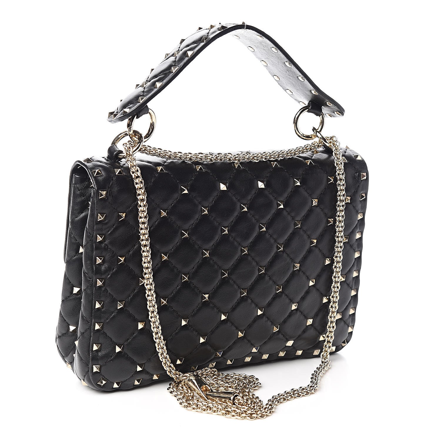 Valentino Garavani Lambskin Medium Rockstud Spike Shoulder Bag Black 3 of 11
