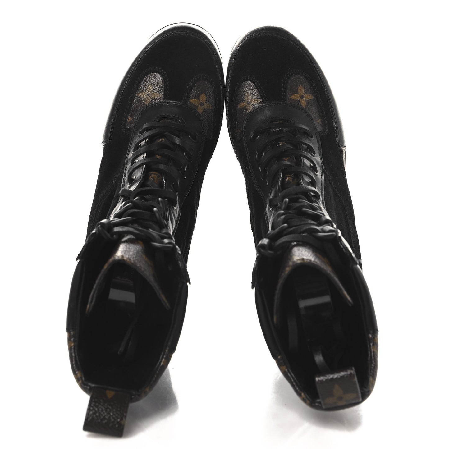Suede Calfskin Monogram Laureate Platform Desert Boots 37 Black