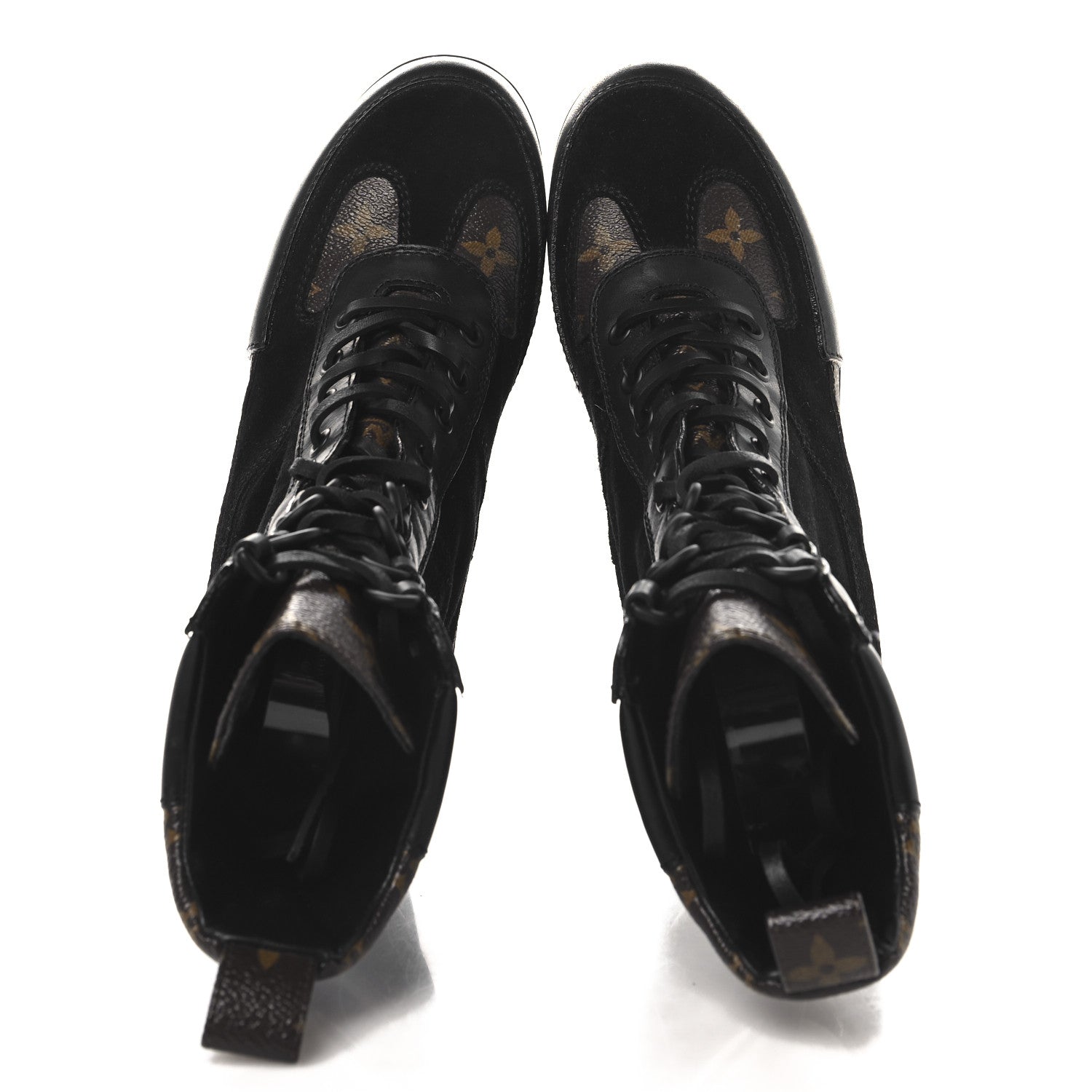 Louis Vuitton Suede Calfskin Monogram Laureate Platform Desert Boots 37 Black 2 of 10