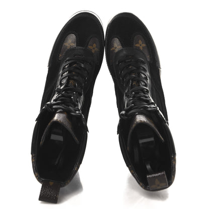 Louis Vuitton Suede Calfskin Monogram Laureate Platform Desert Boots 37 Black 2 of 10