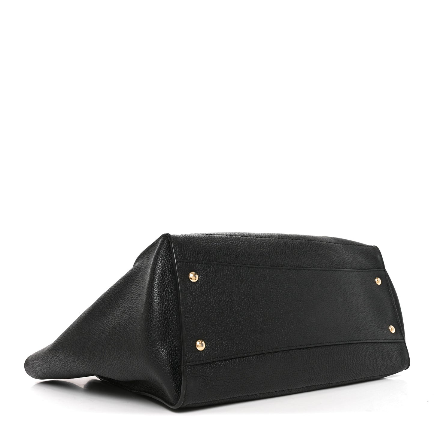 Hammered Calfskin Double Handle Medium Amy Tote Black