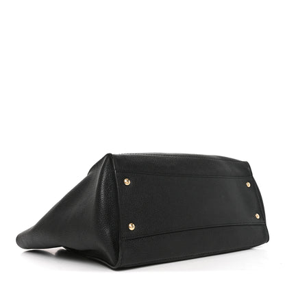 Salvatore Ferragamo Hammered Calfskin Double Handle Medium Amy Tote Black 3 of 9