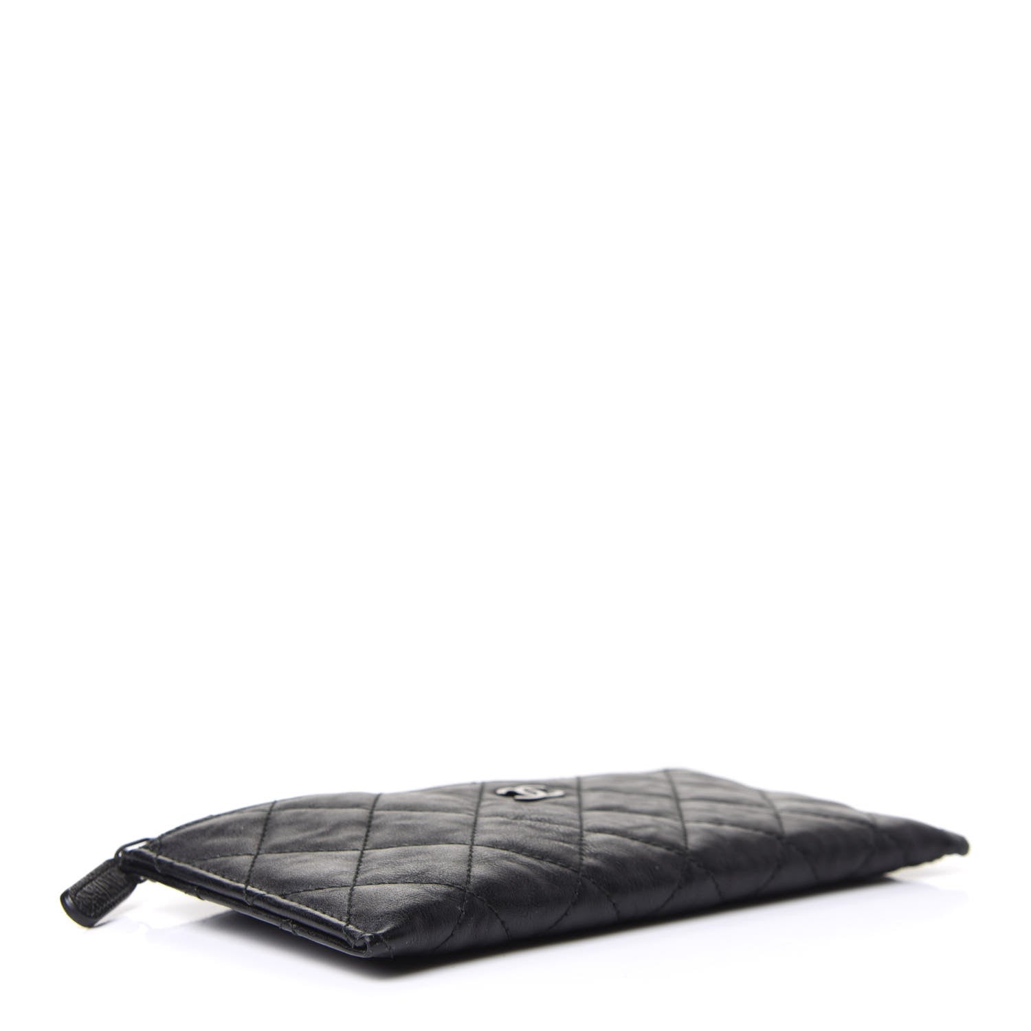 Chanel Crinkled Calfskin Quilted Classic Zip Pouch So Black 4 of 8