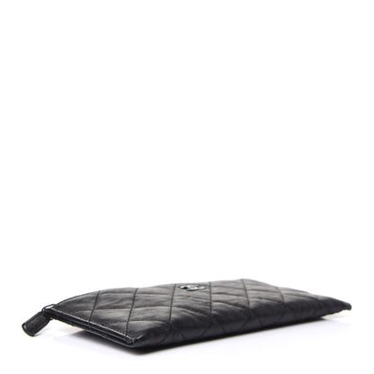 Chanel Crinkled Calfskin Quilted Classic Zip Pouch So Black 4 of 8