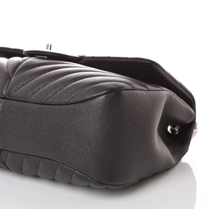 Chanel Caviar Chevron Quilted Large Puffy CC Flap Black 6 of 9