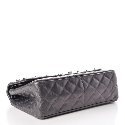 Chanel Metallic Aged Calfskin Quilted Studded 2.55 Reissue 226 Flap Dark Silver 4 of 7