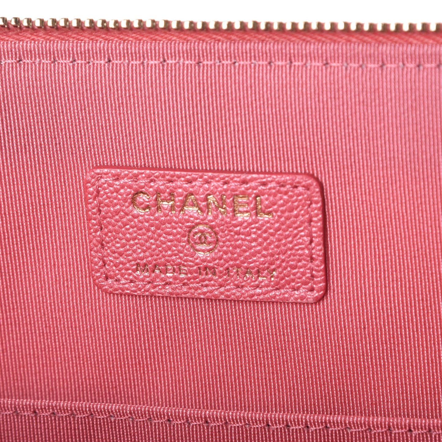 Iridescent Caviar Quilted Large Flap Cosmetic Case Pink