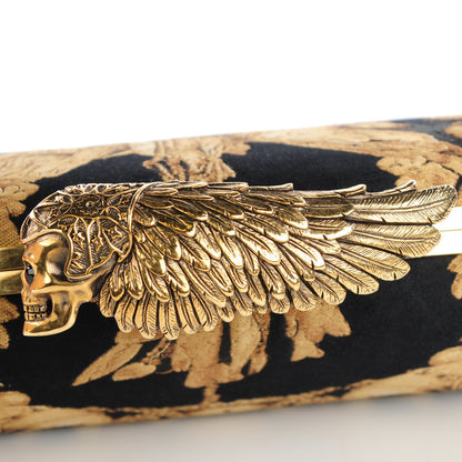 Alexander McQueen Silk Gibbons Printed Hell's Knuckle Duster Clutch Black Gold 2 of 10