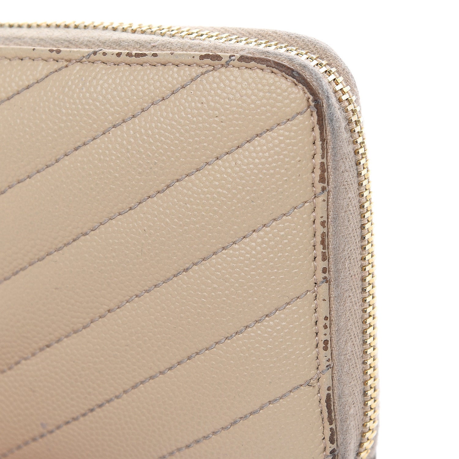Saint Laurent Grain De Poudre Matelasse Chevron Monogram Zip Around Wallet Nude Powder 10 of 15