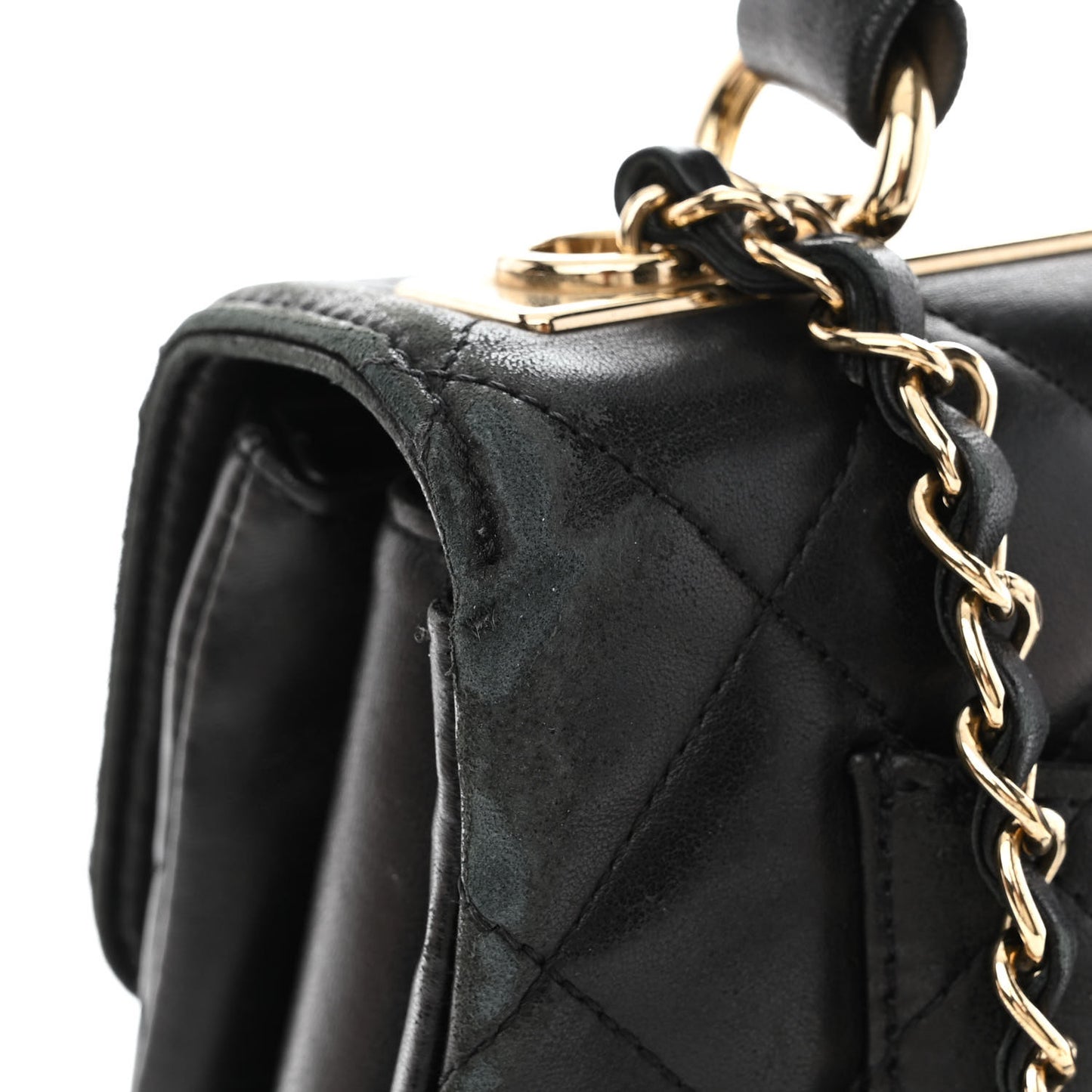 Lambskin Quilted Small Trendy CC Dual Handle Flap Bag Black