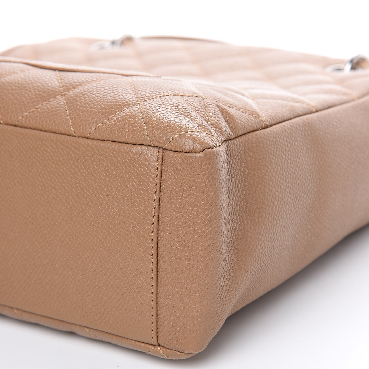 Caviar Quilted Petit Shopping Tote PST Dark Beige