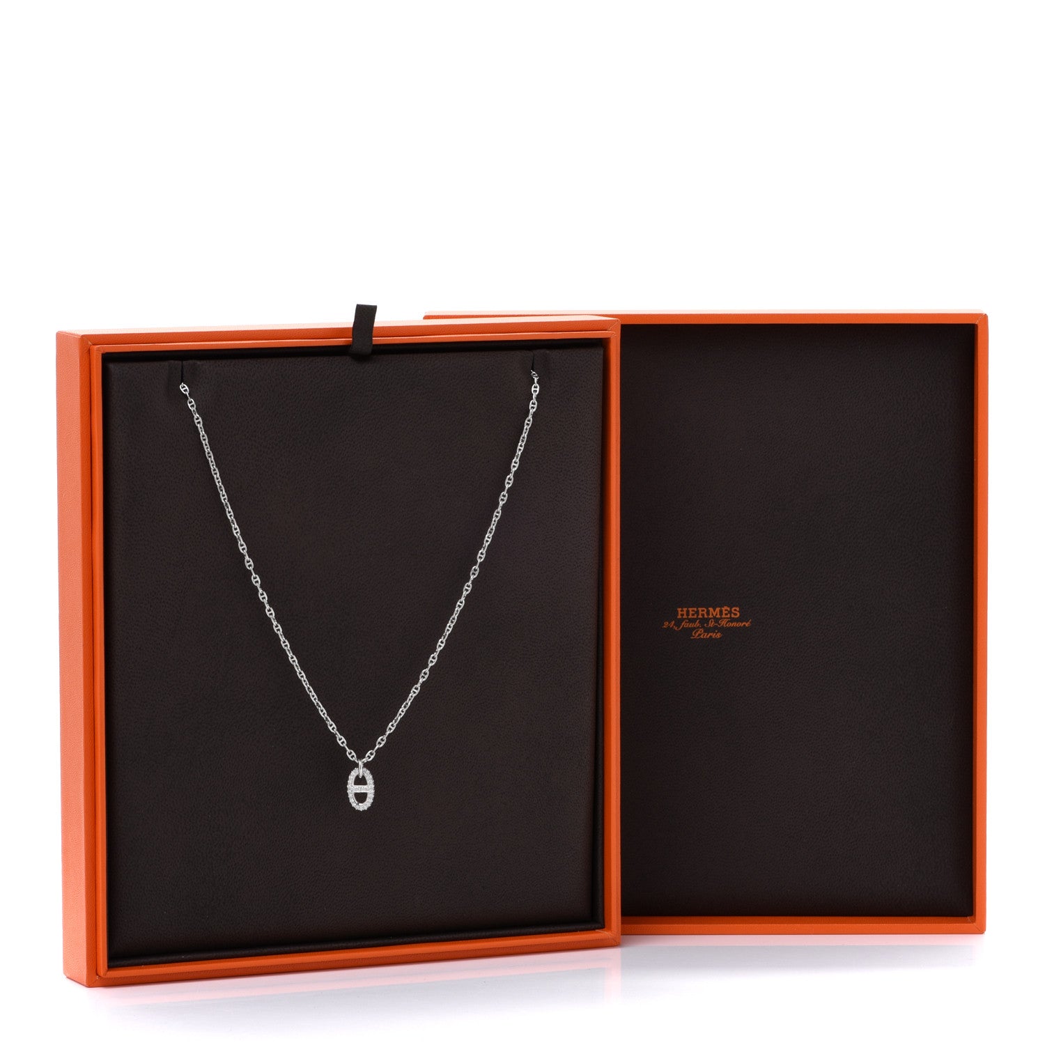 Hermes 18K White Gold Diamond New Farandole Pendant Necklace 7 of 7