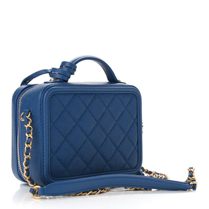 Chanel Caviar Quilted Small CC Filigree Vanity Case Dark Blue 3 of 9