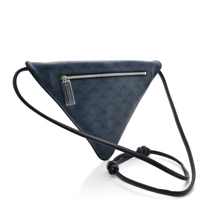 MCM Lauretos Nappa Himmel Triangle Pouch Shoulder Bag Navy Blazer 3 of 9