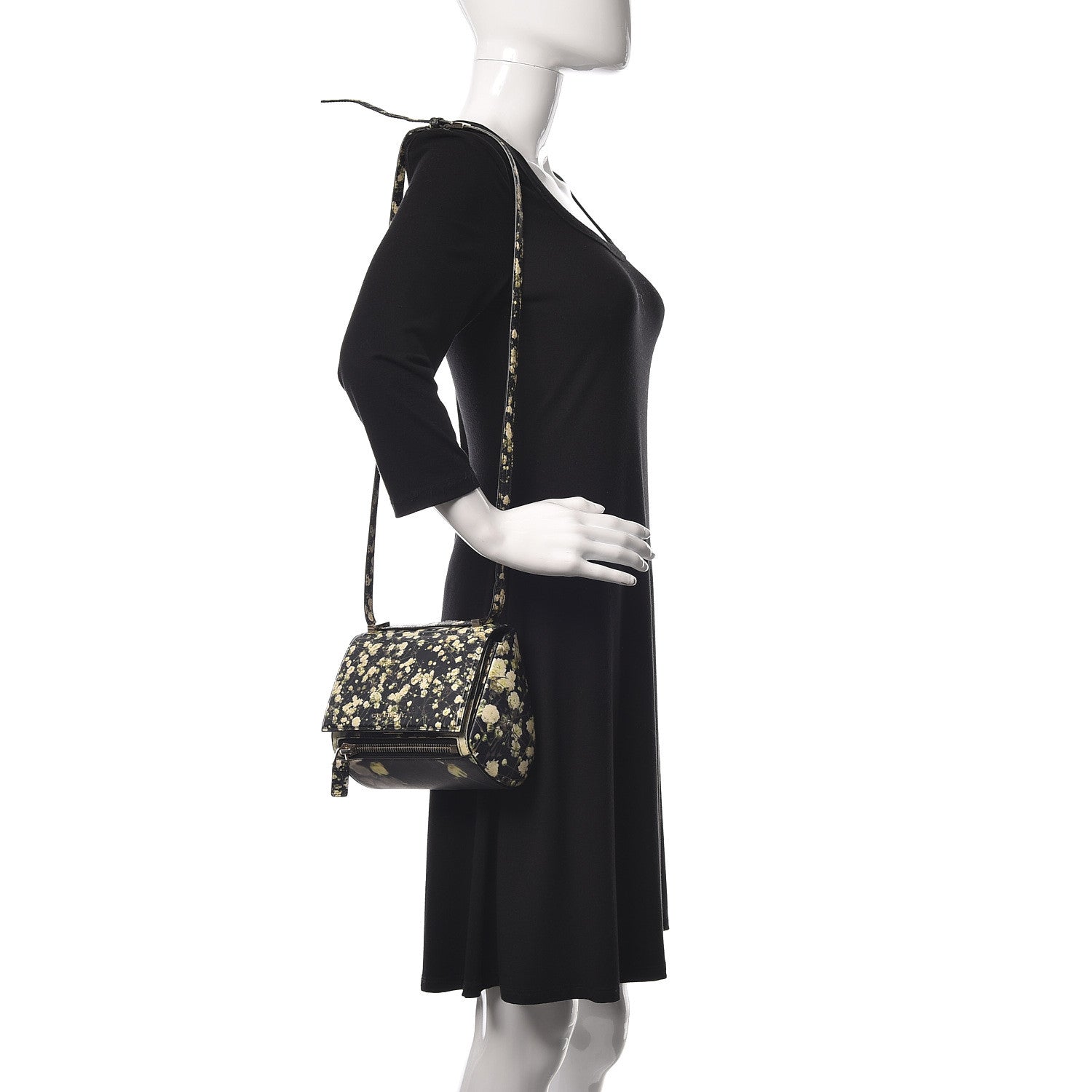 Givenchy Calfskin Baby's Breath Print Mini Pandora Box Crossbody Bag Black 2 of 12