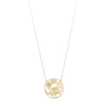 Jennifer Meyer 18K Yellow Gold Diamond Open Good Luck Pendant Necklace 1 of 7