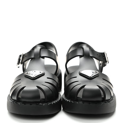 Prada Foam Rubber Metal Triangle Logo 50mm Cage Sandals 39 Black 2 of 8