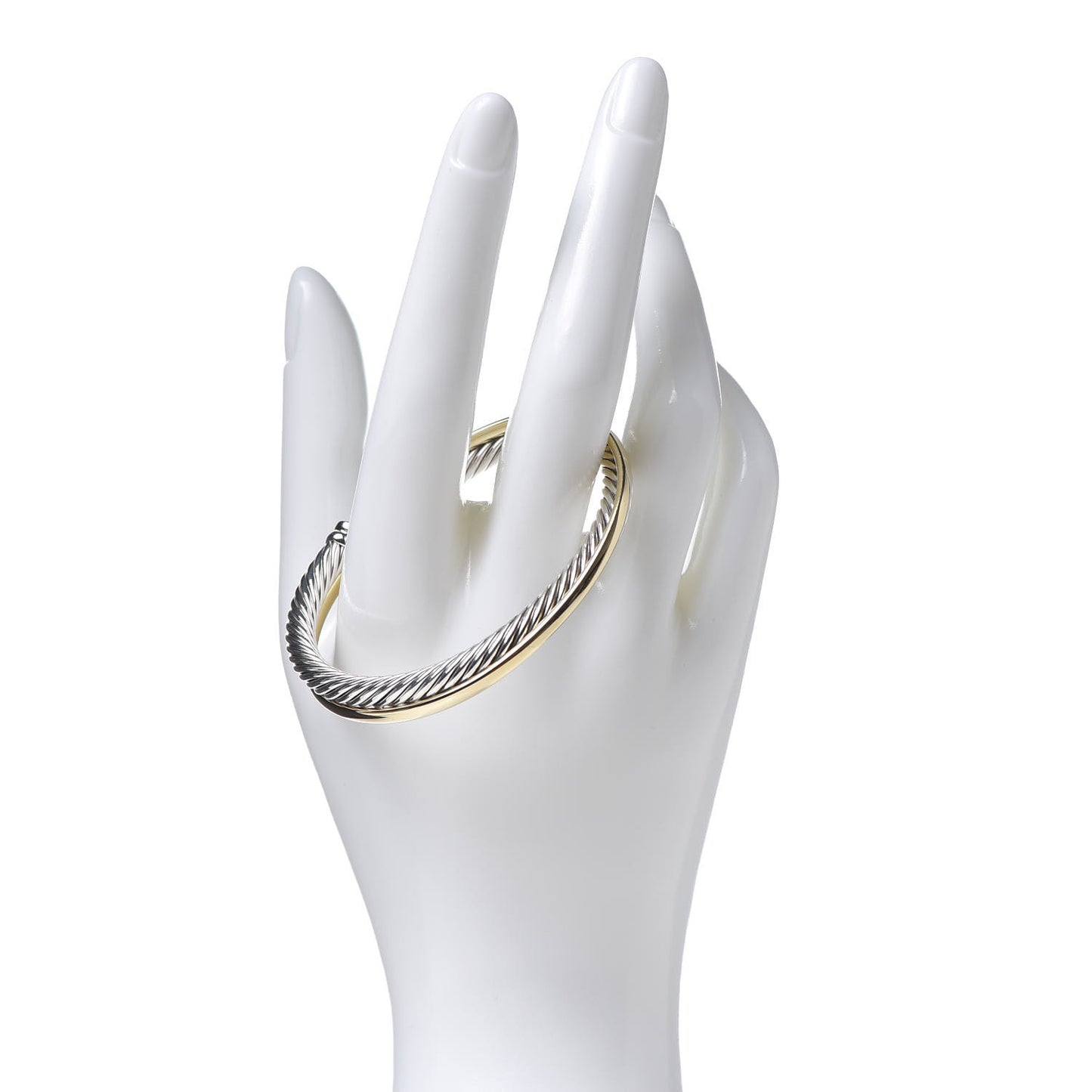 Sterling Silver 18K Yellow Gold 5mm Crossover Cuff Bracelet