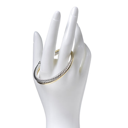 David Yurman Sterling Silver 18K Yellow Gold 5mm Crossover Cuff Bracelet 2 of 5
