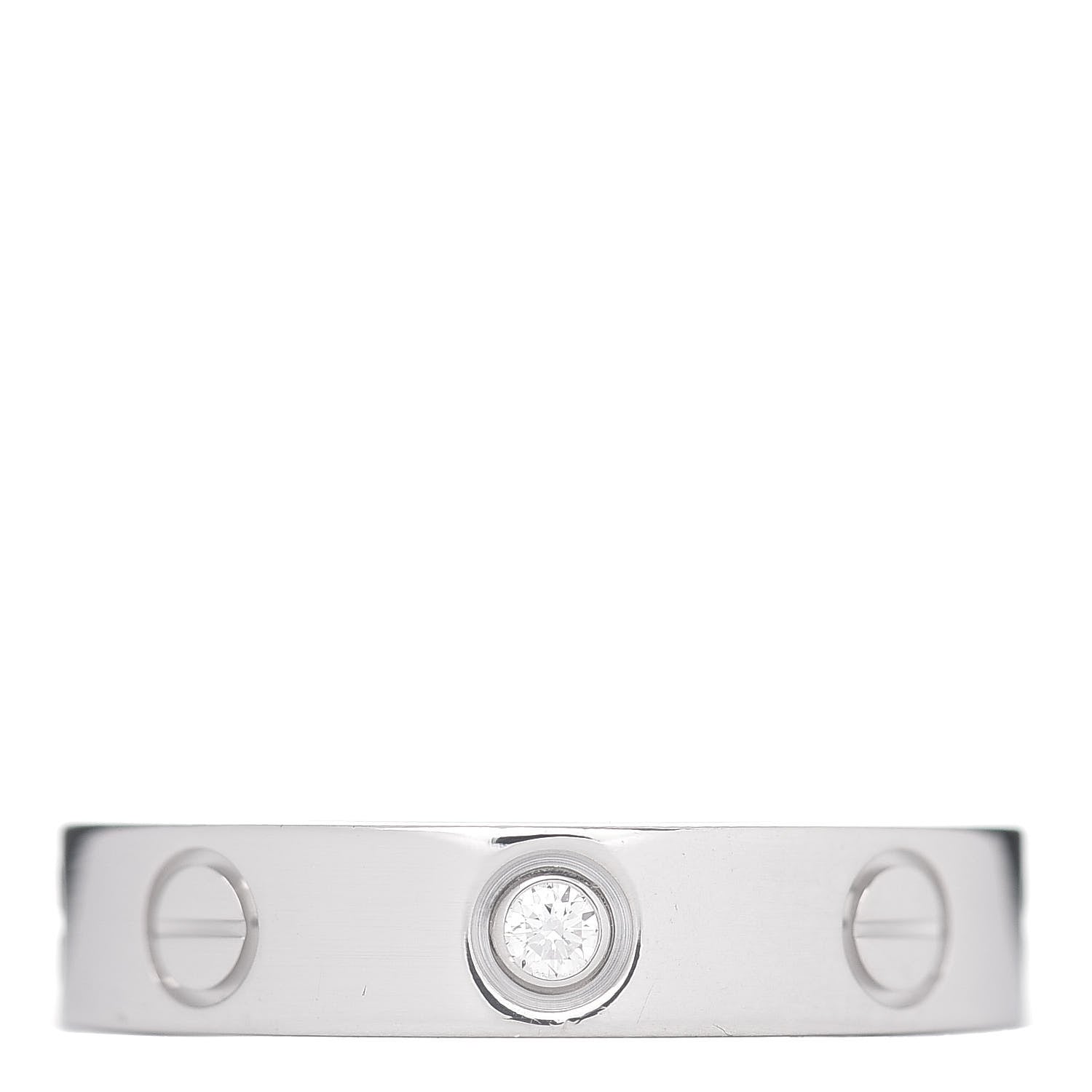 Cartier 18K White Gold Diamond 4mm LOVE Wedding Band Ring 48 4.5 1 of 4