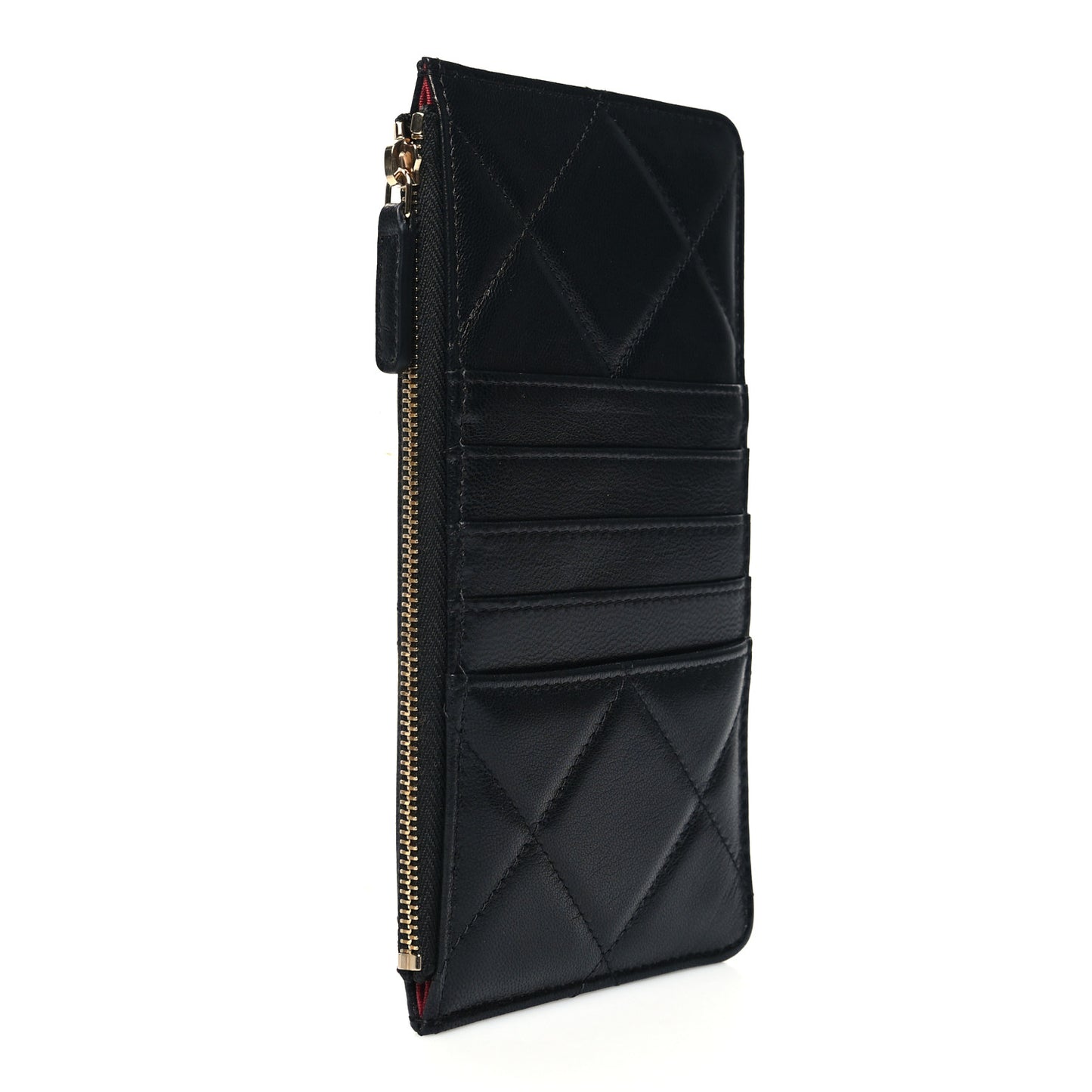 Goatskin Quilted Chanel 19 Phone and Card Holder Black